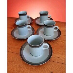 Arrowstone Navajo Blue By Kasuga Japan 5 Cups and 7 Saucers Coffee Tea Mugs EUC